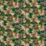Land of the Giants - Allover Dinosaurs - Sand