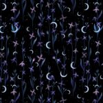 Jardin De Lune Glow - Moon w Flowers - Black