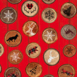 Winter Wishes - Studio E - Tossed Circles w/Rustic Motifs - Red