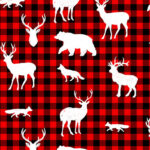 Winter Wishes - Studio E - Buffalo Check w/White Animals - Red/Blk