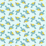 At the Zoo - Tossed Blue Birds - Multi