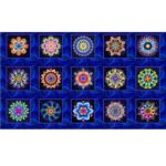 Fractal Flowers - Fractal Flower Blocks 24" - Indigo/Multi
