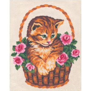 Collection d'Art Kitten in Basket Tapestry Canvas