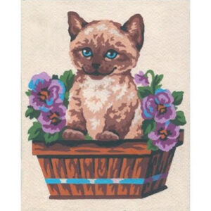 Collection d'Art Kitten in Planter Tapestry Canvas