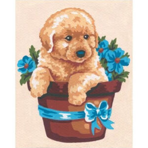 Collection d'Art Puppy in Pot Tapestry Canvas