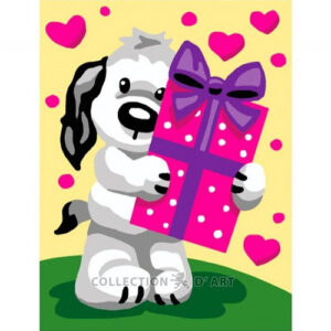 Collection d'Art Puppy Present Tapestry Canvas