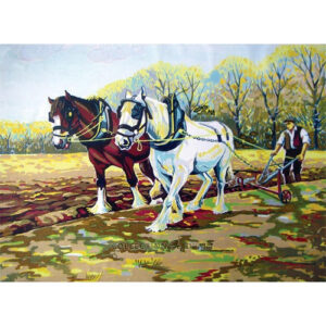 Collection d'Art Horses Ploughing Tapestry Canvas