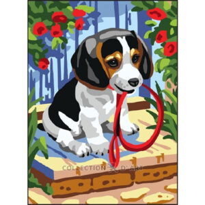 Collection d'Art Puppy with Leash Tapestry Canvas