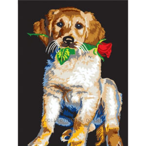 Collection d'Art Puppy with Rose Tapestry Canvas