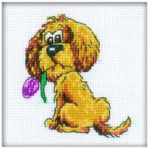 RTO Dog with Flower Cross Stitch Kit