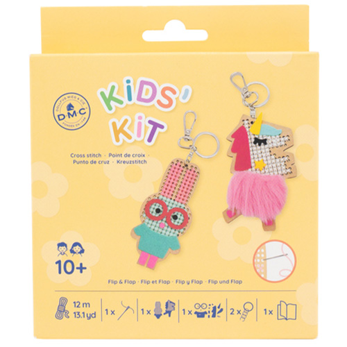 DMC Kids' Flip & Flap Cross Stitch Key Ring Kit