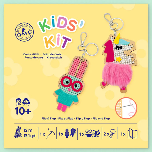 DMC Kids' Flip & Flap Cross Stitch Key Ring Kit - Image 2