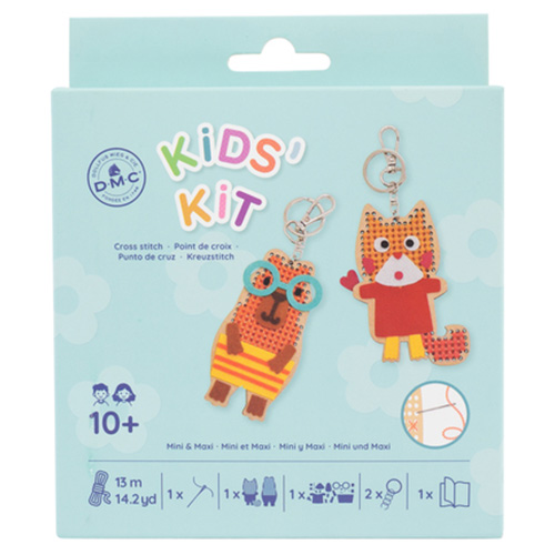 DMC Kids' Mini & Maxi Cross Stitch Key Ring Kit