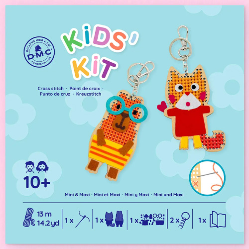 DMC Kids' Mini & Maxi Cross Stitch Key Ring Kit - Image 2