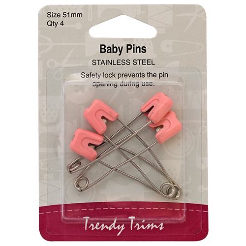 Dritz Baby Safe Diaper Pins 4/Pkg-Pink 
