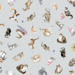 Maywood Studio Whiskers & Paws - Tossed - Cats/Grey