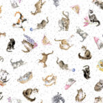 Maywood Studio Whiskers & Paws - Tossed Cats - White