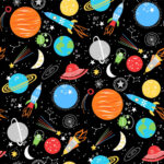 Maywood Studio Playtime Flannel - Space - Black