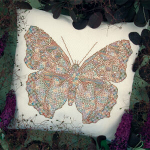 Mary Hickmott Blackwork Butterfly Cushion