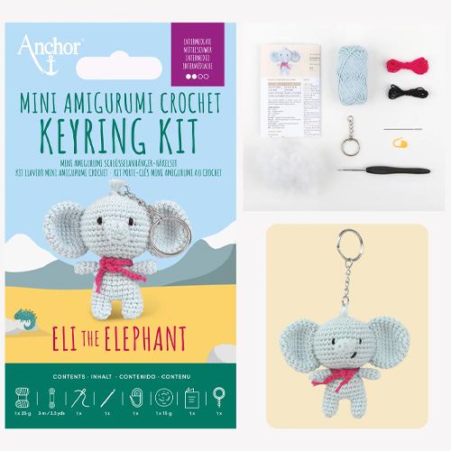 Anchor Mini Amigurumi Key Ring - Eli the Elephant