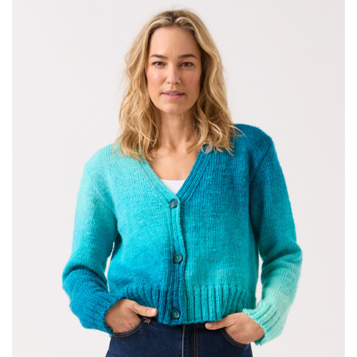 Jewelspun Ombre #10840 - V Nice V Neck Cardigan - Image 2