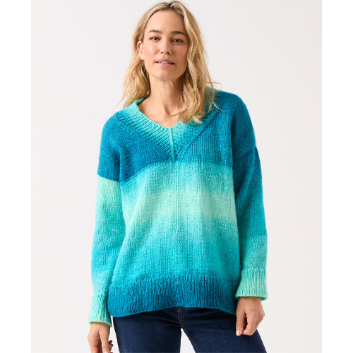 Jewelspun Ombre #10845 - Truly Madly Deep V Sweater - Image 2